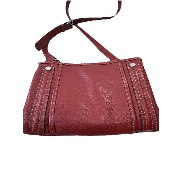 Tignanello Red Pebble Leather Crossbody Bag Built in Organizer Wallet Purse - Picture 2 of 15